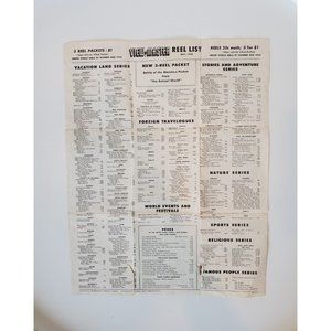 Vintage View-Master Ephemera - REEL LIST - May 1956